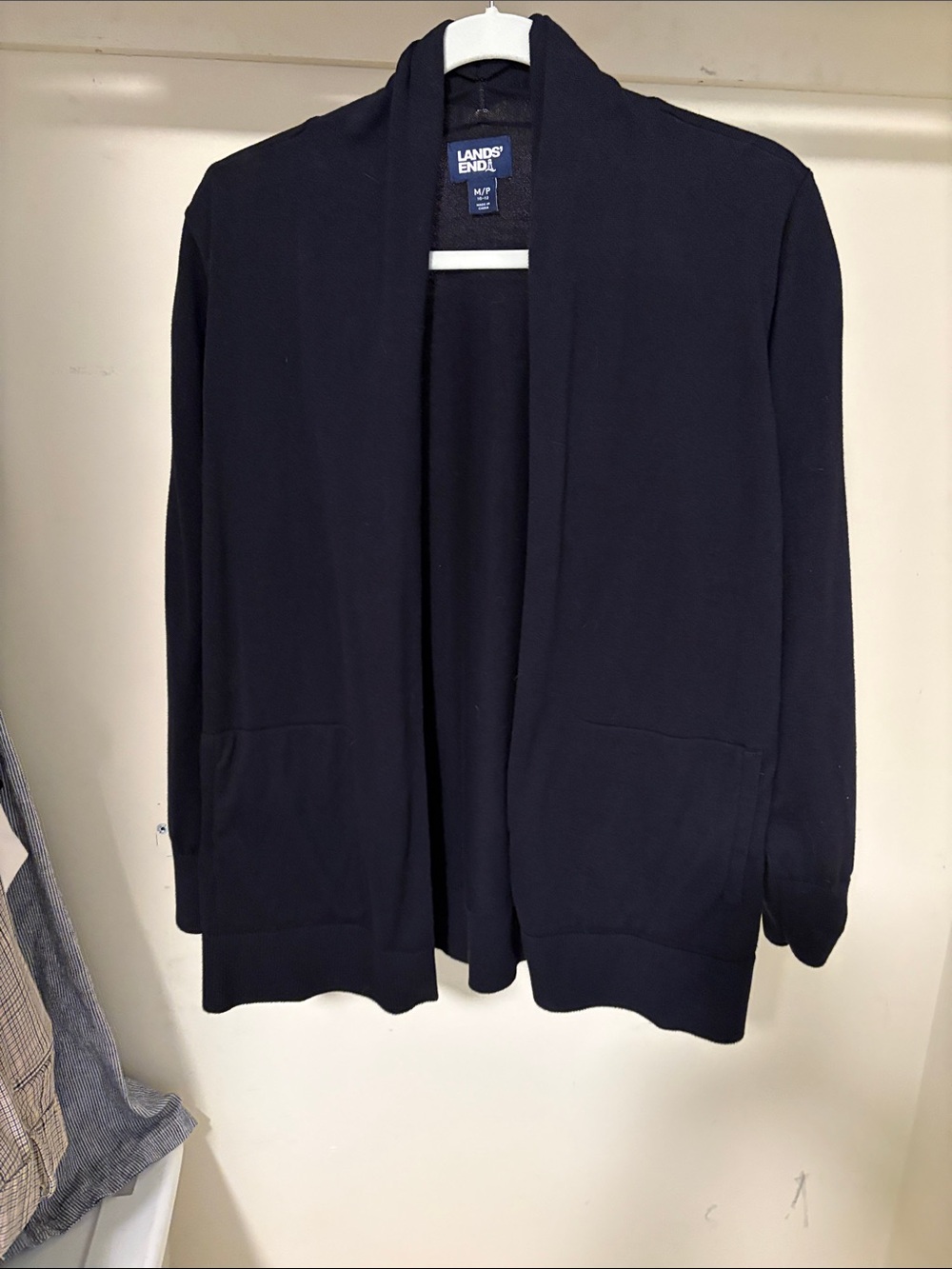 Lands' End Women's Dark Navy Open-Front Blazer Cardigan